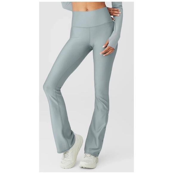 NEW ALO Airlift High Waist Game Changer Legging Cosmic Grey Size XS Flare Leg - Picture 5 of 13